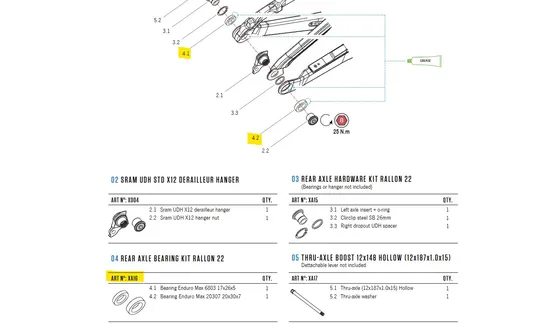 ORBEA BEARING KIT REAR AXLE RALLON 22
